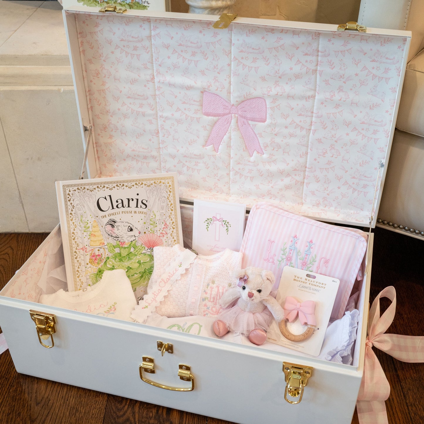 Quick Ship Pink Bow Grand Baby Trunk